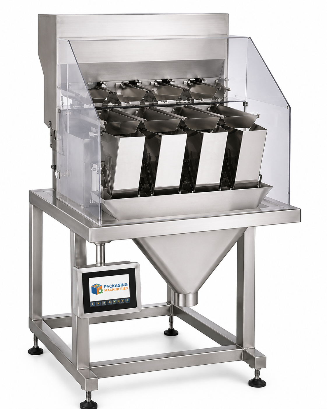 4 Head 10 to 100 Grams Granule Filling Machine – Automatic Four Head Granule Weighing and Packing Machine